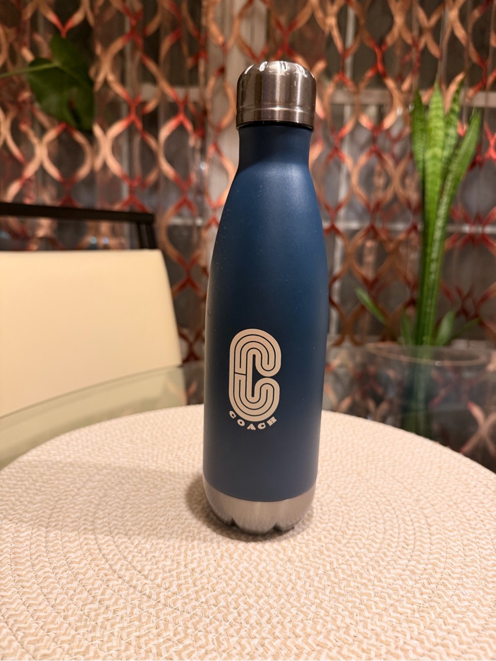 Coach Navy Stainless Insulated Bottle